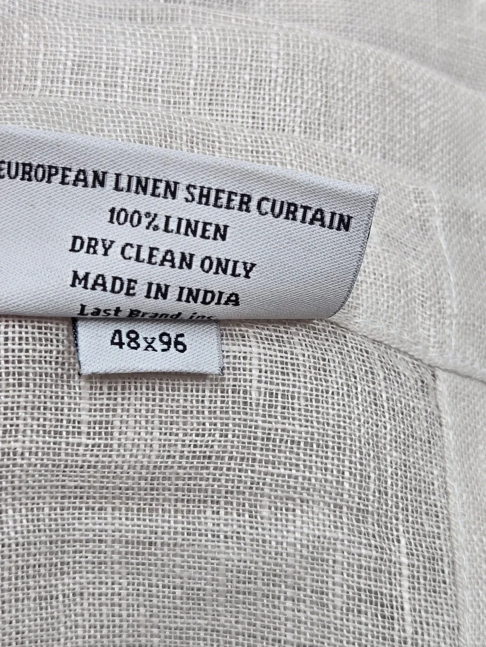 NWT QUINCE Set Of 2 48x96 European Linen Sheer Curtains Cloud 9309